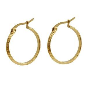 Classic Greek Key 18K Gold Plated Hoop Earrings – Minimalist Stainless Steel Lux